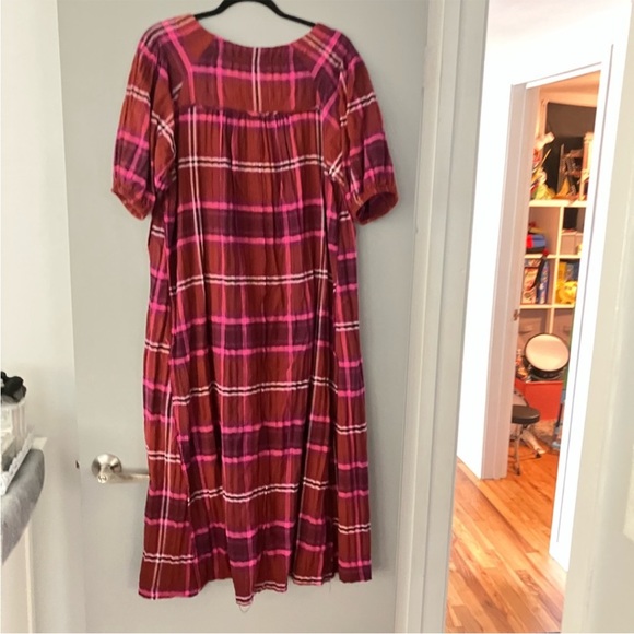 Free People Pink Plaid Outlaw Western Oversized Shirt Dress with Pockets! NWT - Picture 7 of 9